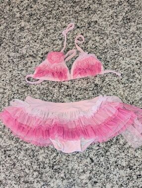 Isobella & Chloe Pink Ruffle Two-Piece Swim Bikini